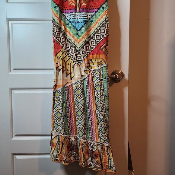 FARM Rio Banana Scarves Yawanawa Maxi Dress Sz G (Lg) Boho Art *See Measures) - Picture 6 of 16